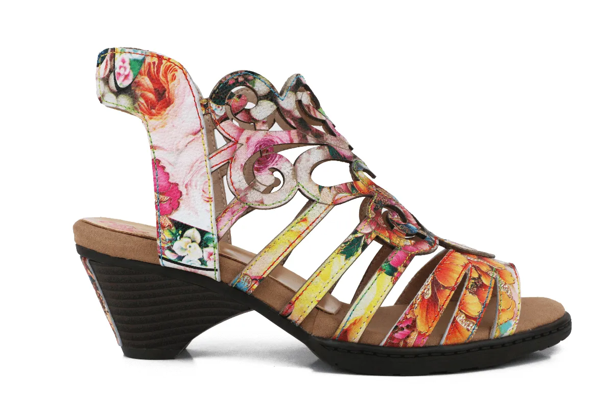 Genuine Leather Garden Kick Swirl Heel Sandals - Soffia