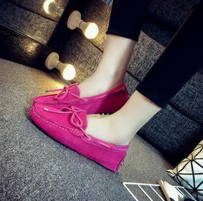 Genuine Leather Women Flat Shoes Casual Loafers