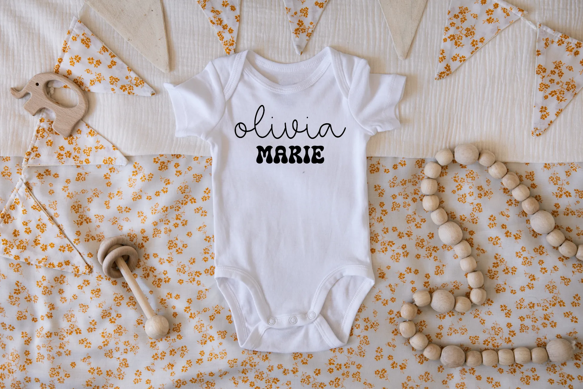 Girly Retro Font Name Custom Onesie