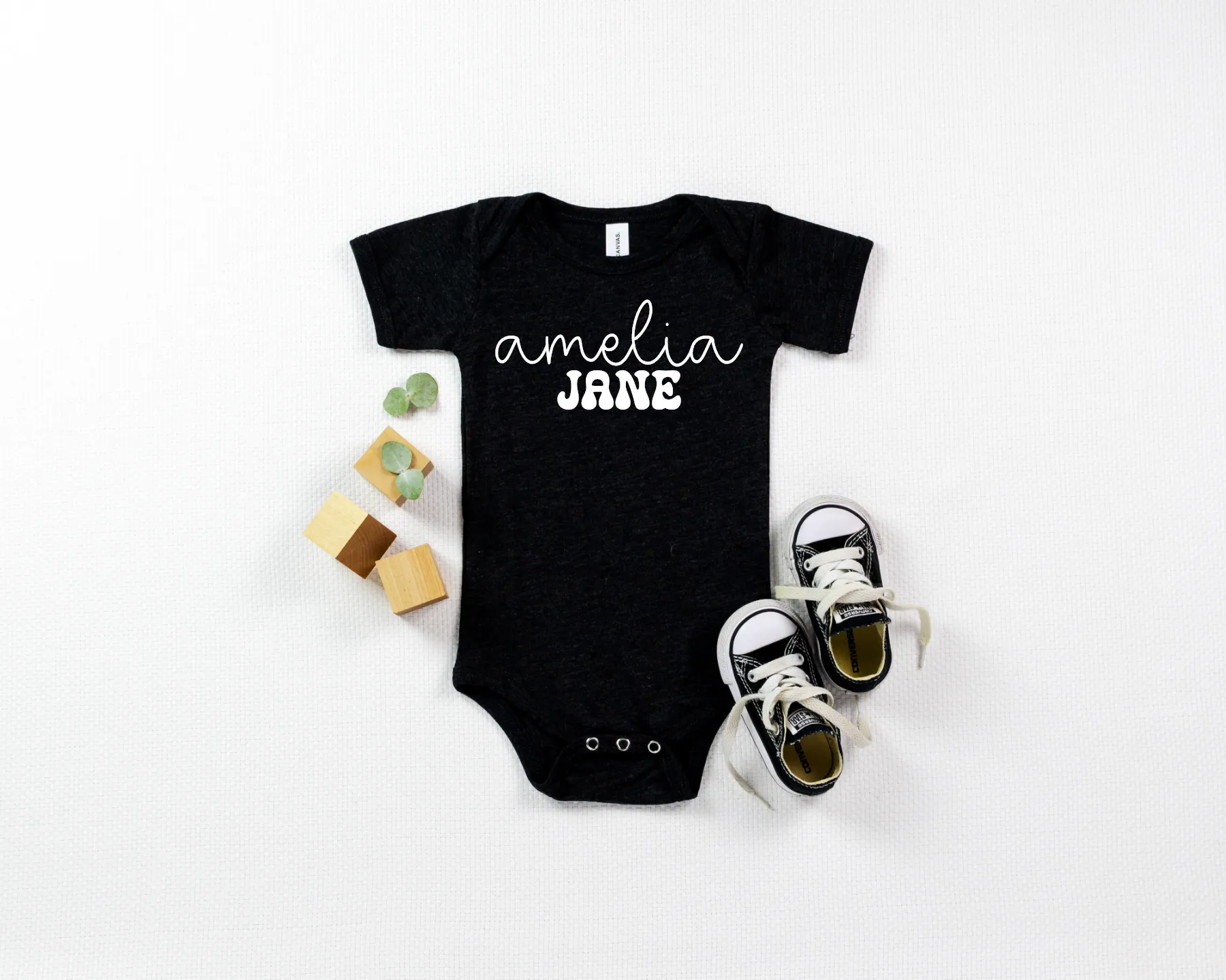Girly Retro Font Name Custom Onesie