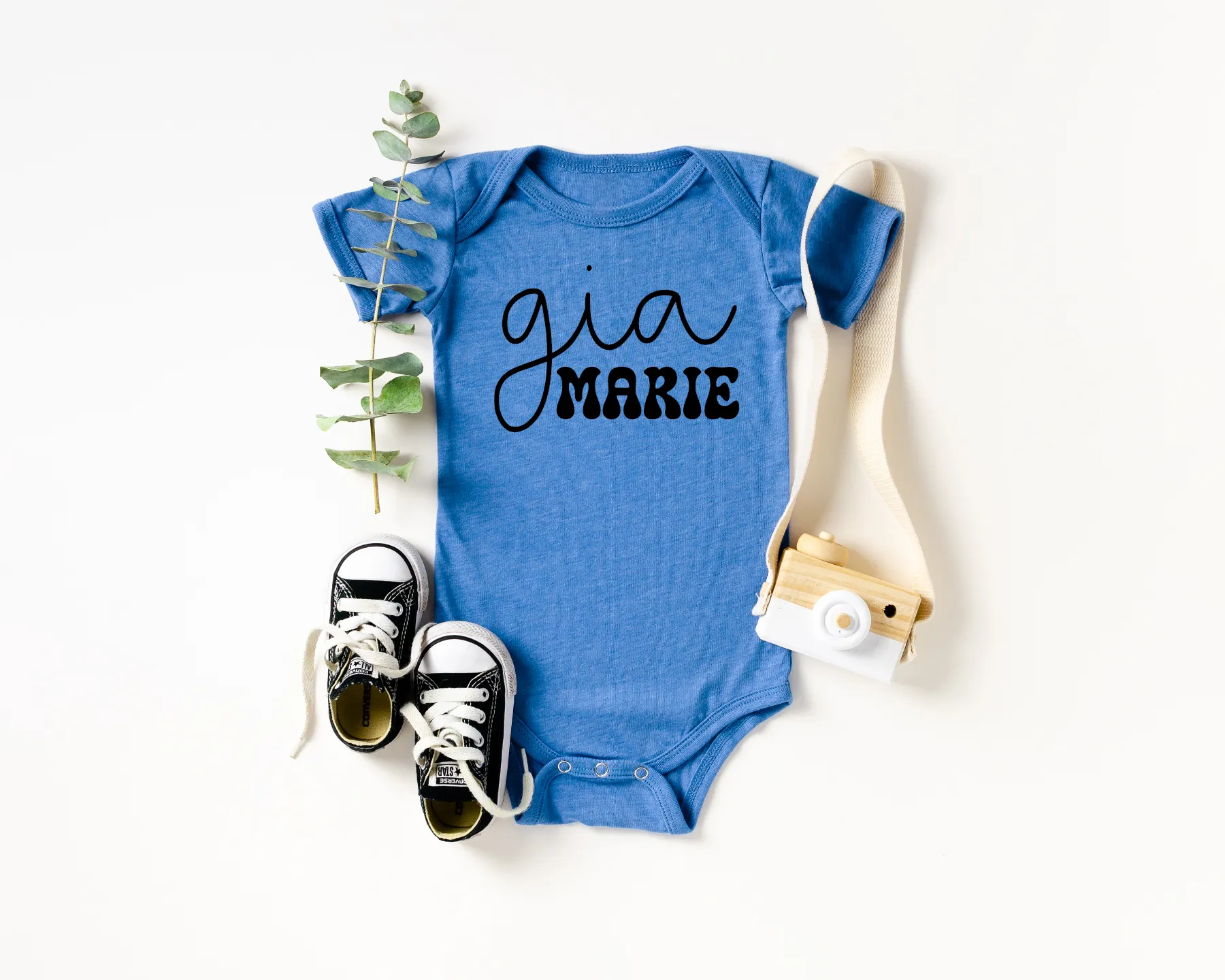 Girly Retro Font Name Custom Onesie