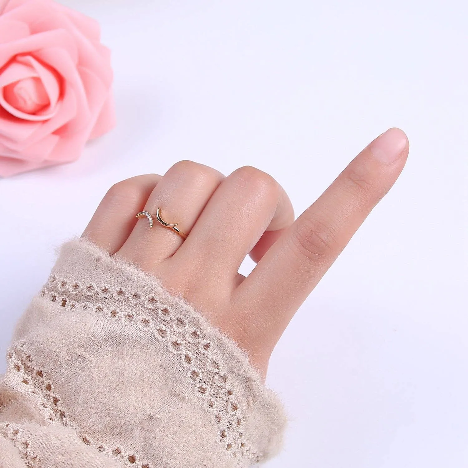Gold Double Crescent Moon Ring