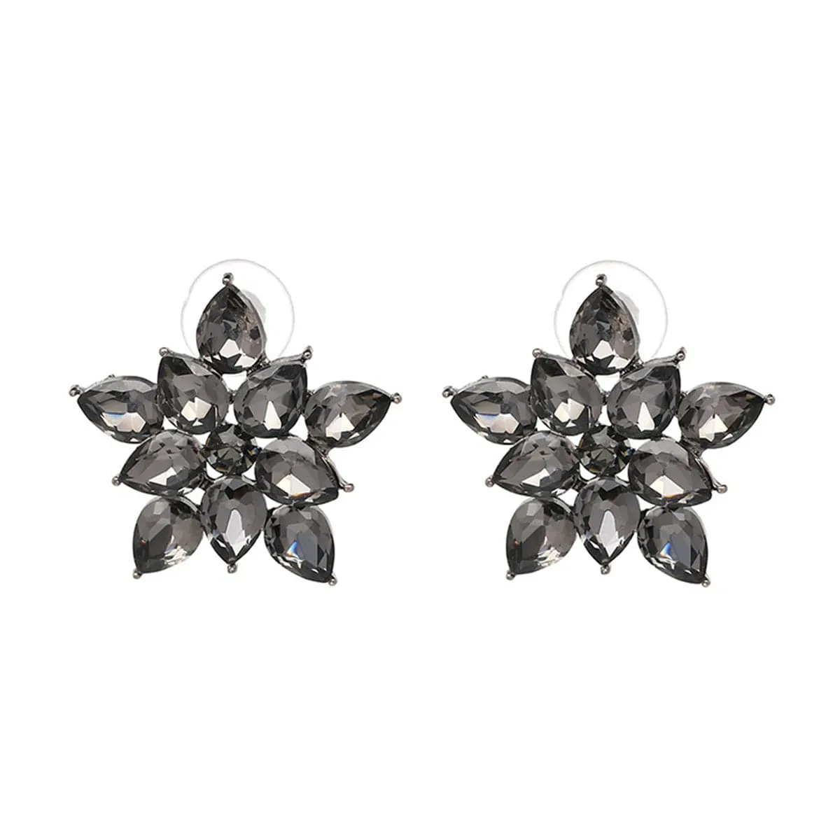 Gray Crystal Star Stud Earrings