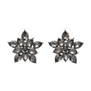 Gray Crystal Star Stud Earrings