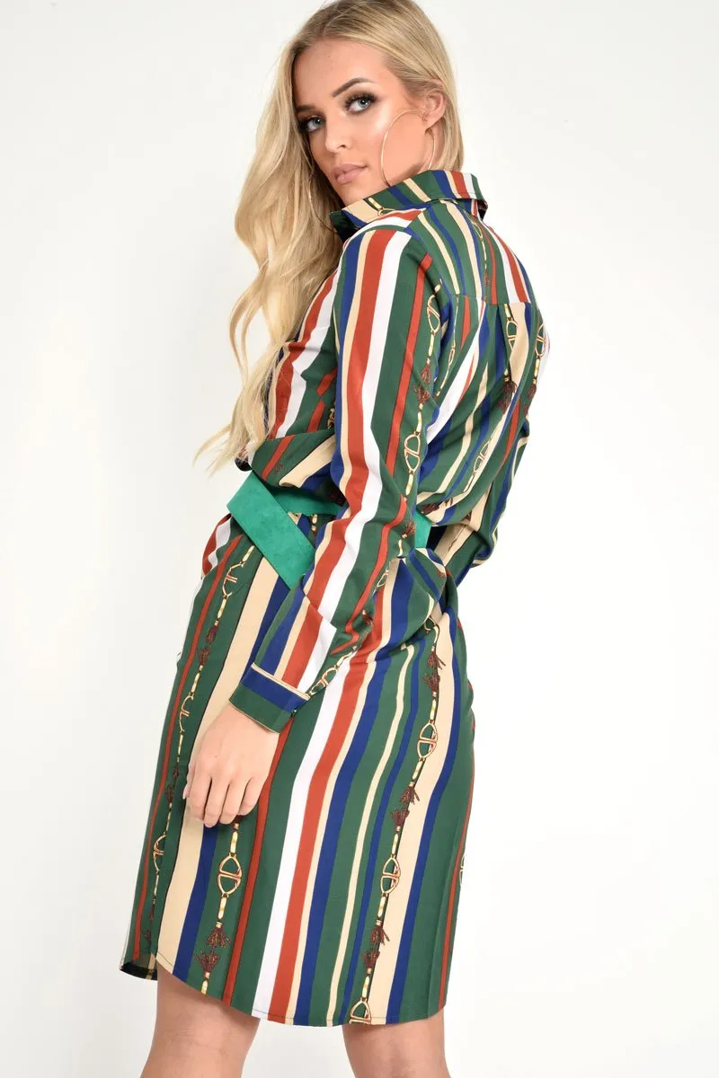 Green Chain Print Shirt Dress - Cabela