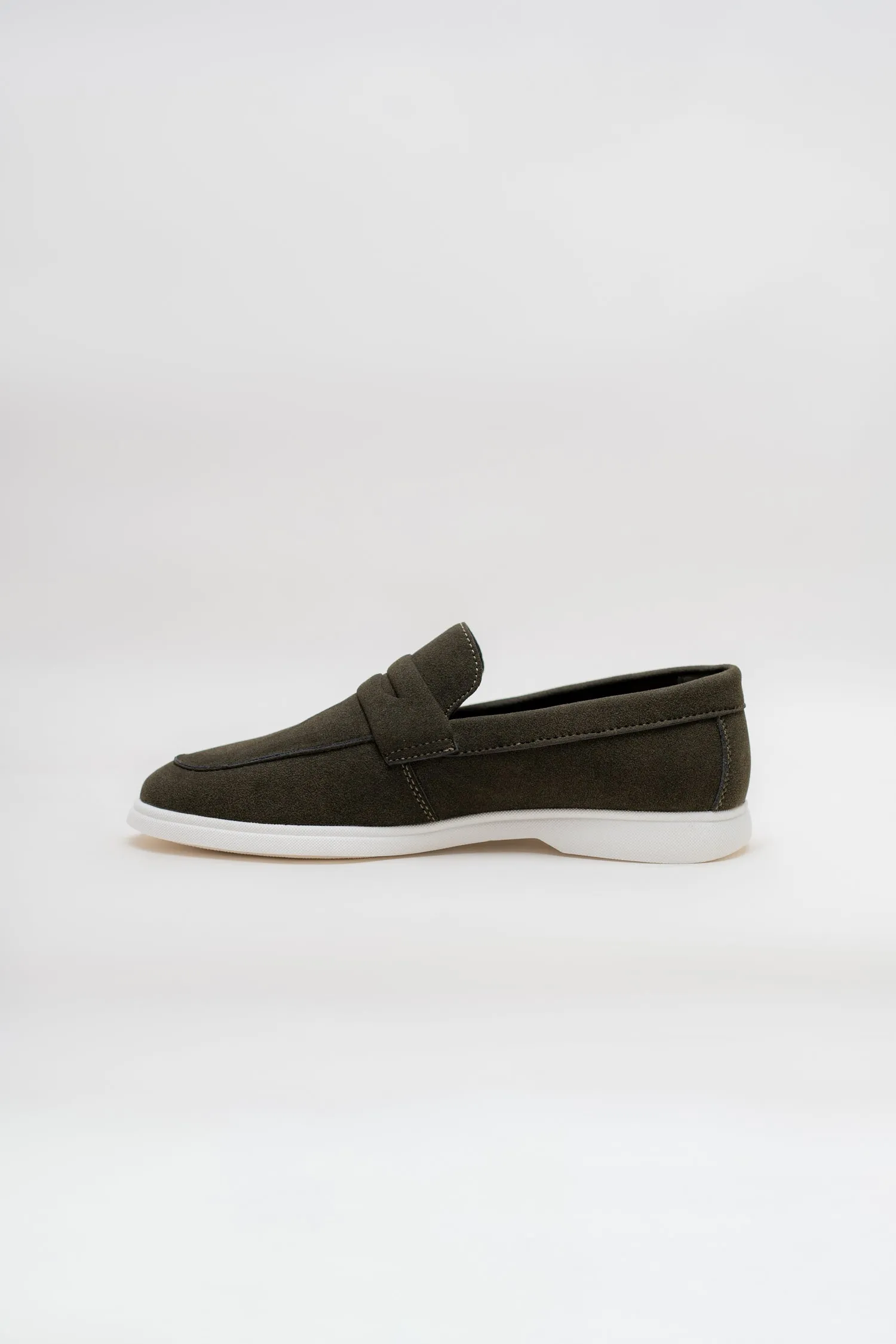 GREEN SUEDE PENNY LOAFERS