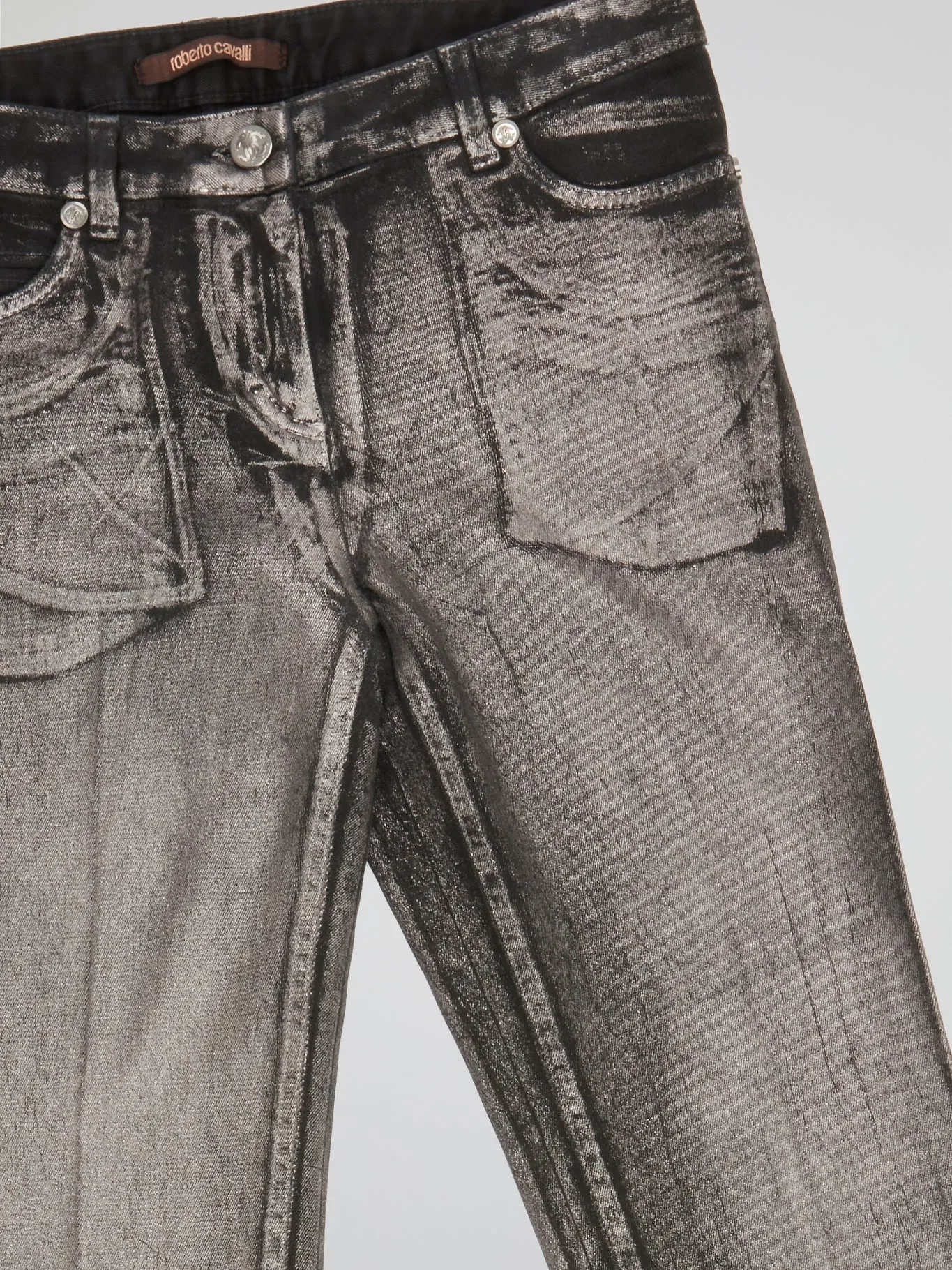 Grey Acid Wash Flared Jeans