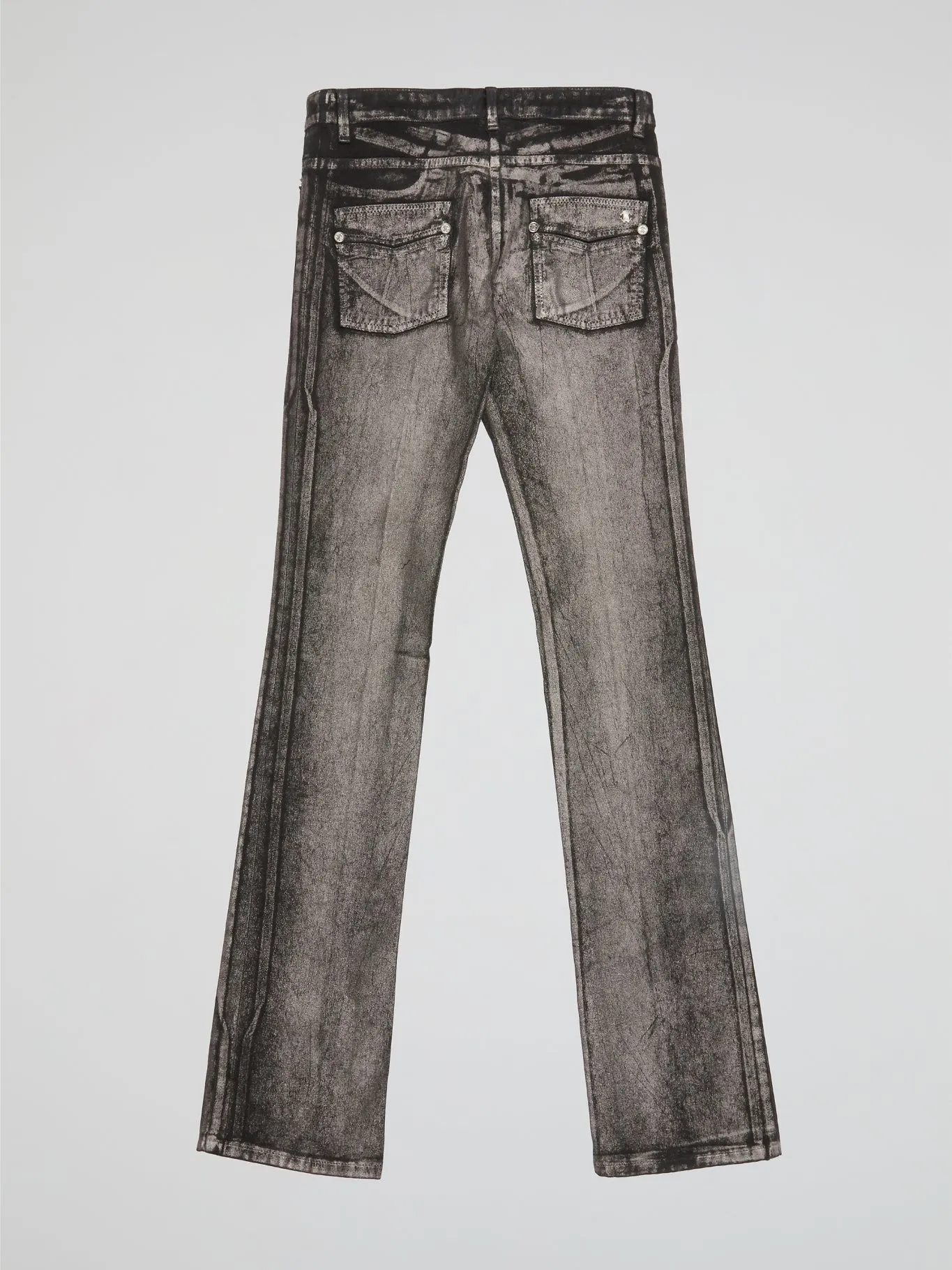 Grey Acid Wash Flared Jeans
