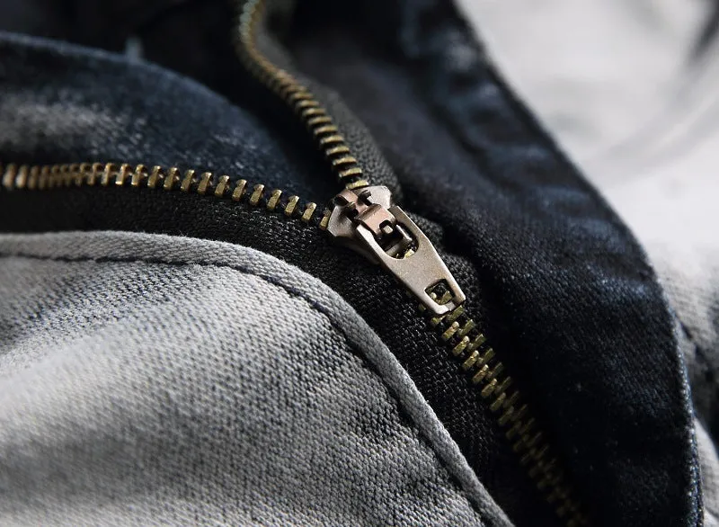 Ground Jeans Casual Mid Waist Straight Pants Men's Ripped Jeans