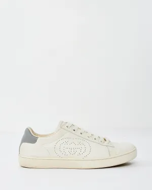 Gucci White Leather Natural Ace Perforated Interlocking G Sneakers - 7