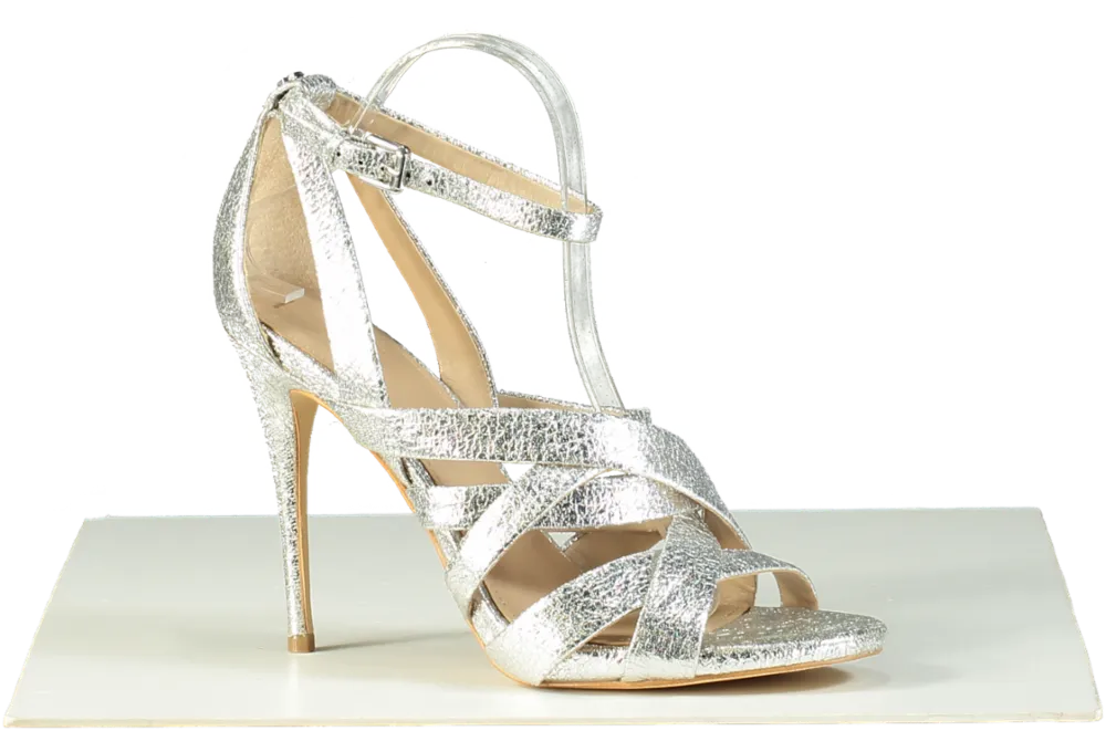 Guess Silver Strappy High-Heel Sandals UK 8 EU 41