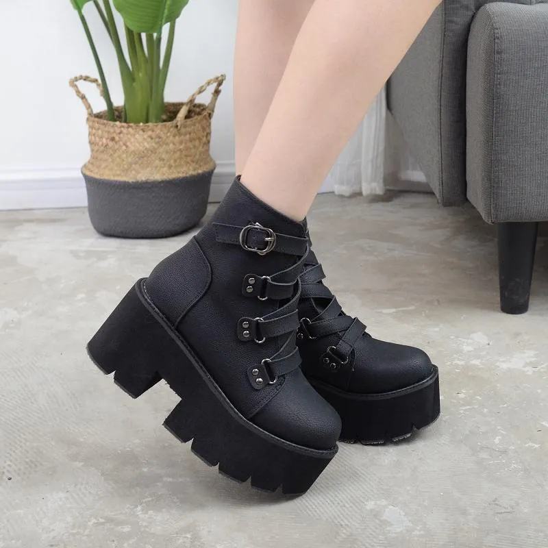 Harajuku Strap Punk Boots shoes