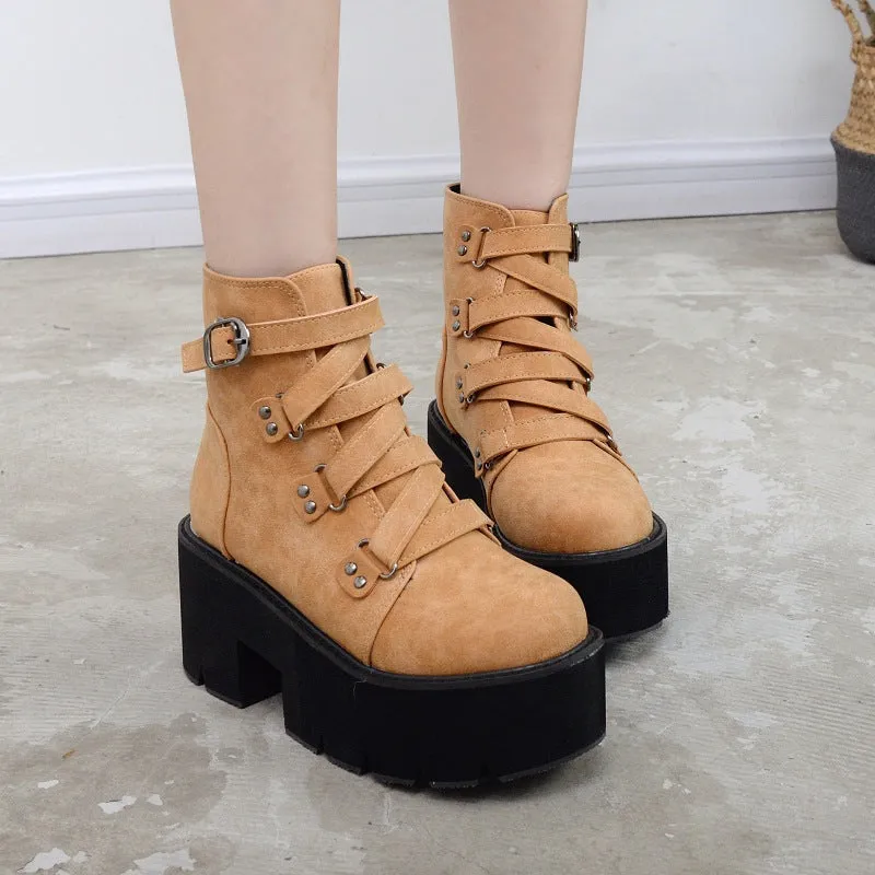 Harajuku Strap Punk Boots shoes