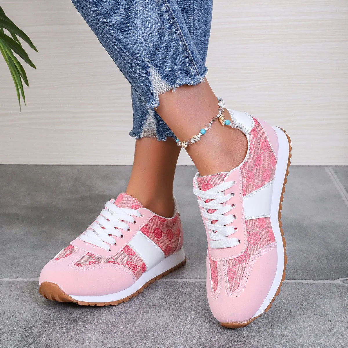 Hazel Blues® |  Contrast Round Toe Flat Sneakers