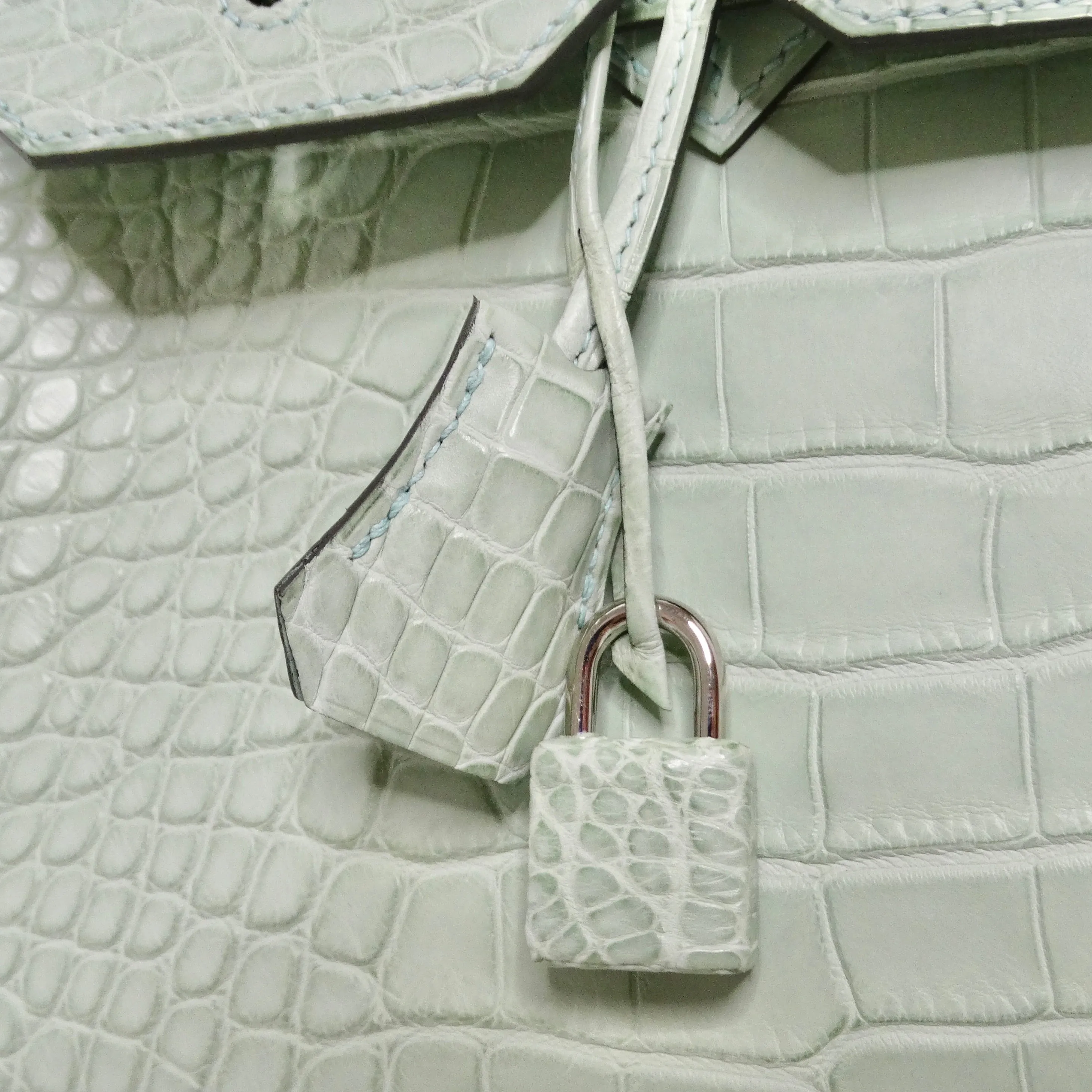 Hermes Birkin 35cm Vert D'Eau Matte Alligator Palladium Hardware