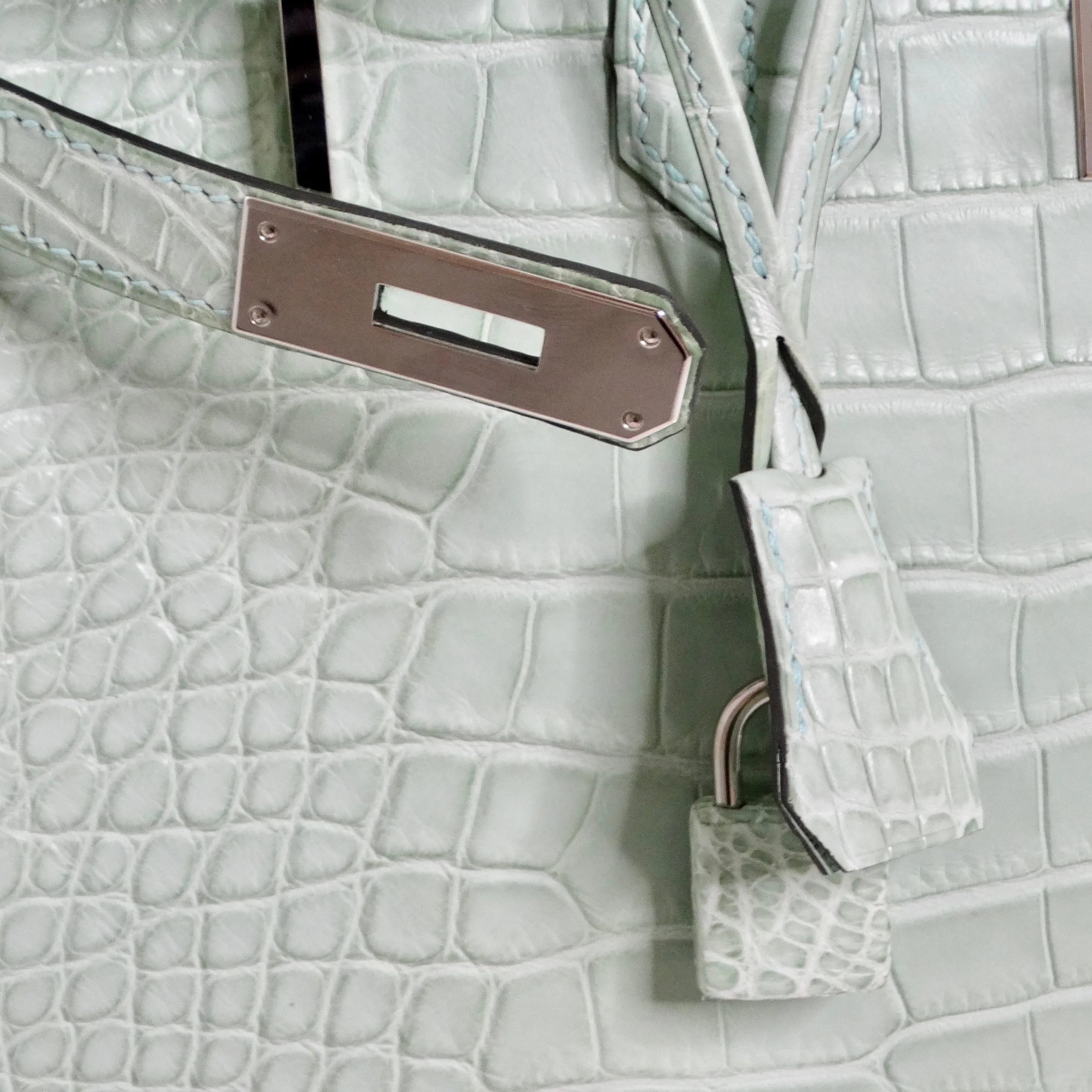 Hermes Birkin 35cm Vert D'Eau Matte Alligator Palladium Hardware