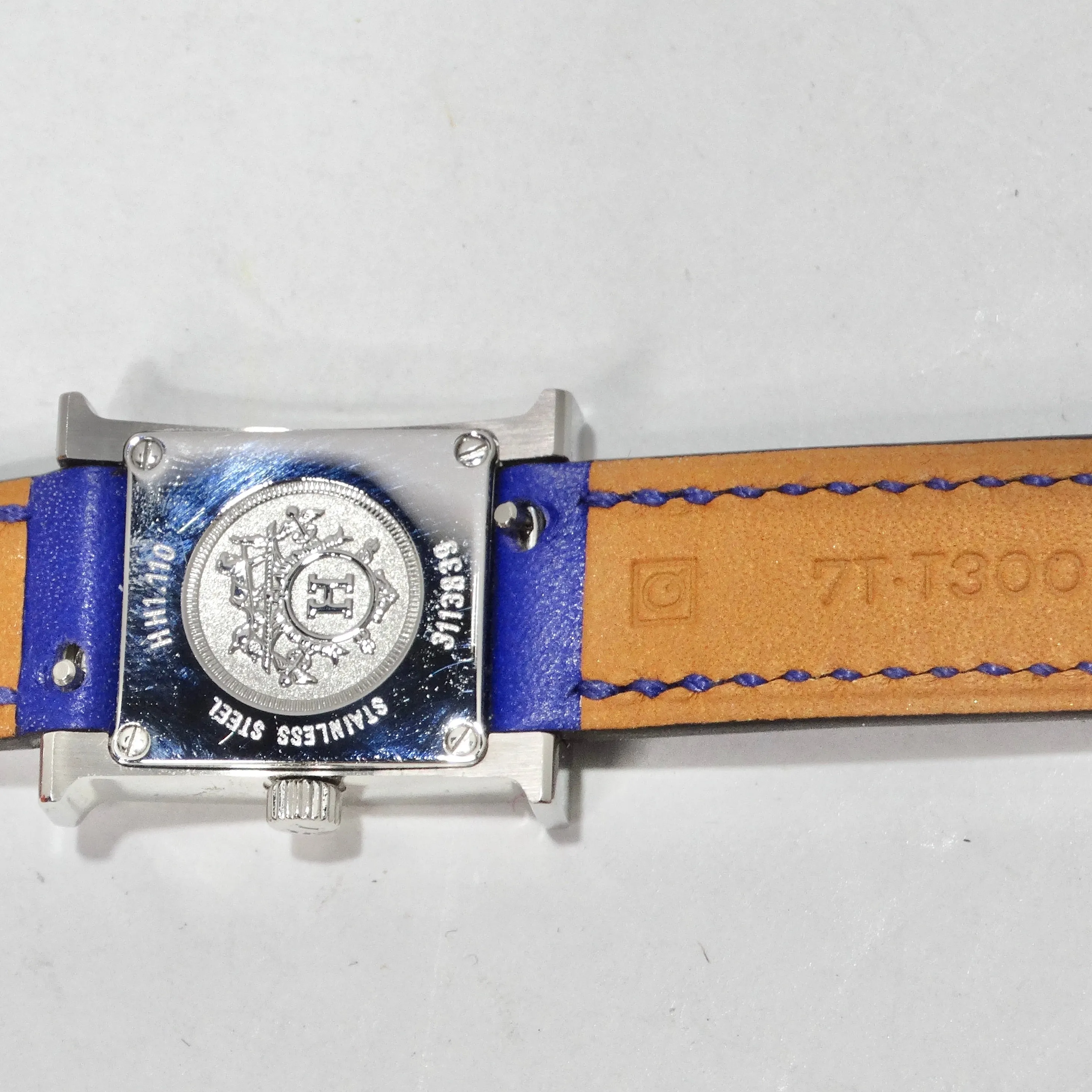 Hermes Heure H Hour Double Tour Quartz Watch Bleu Electrique