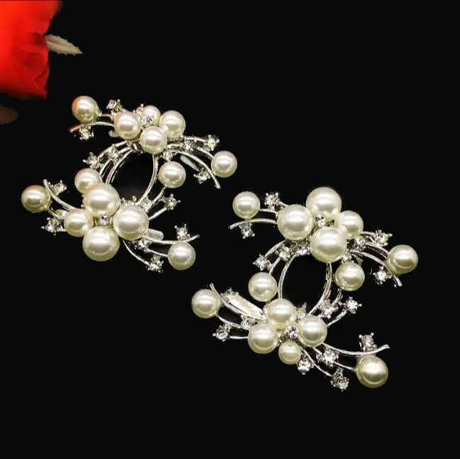 High-grade Shinning Artificial Pearl Diamond Shoe Buckle