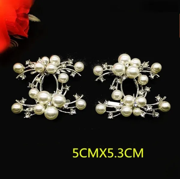 High-grade Shinning Artificial Pearl Diamond Shoe Buckle