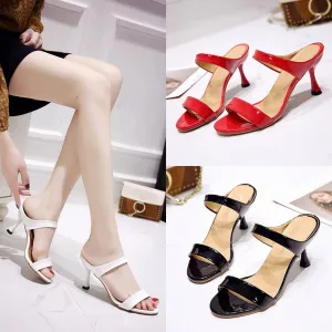 High Heels Open Toe Sandals Thin Heel Fish Mouth Slippers