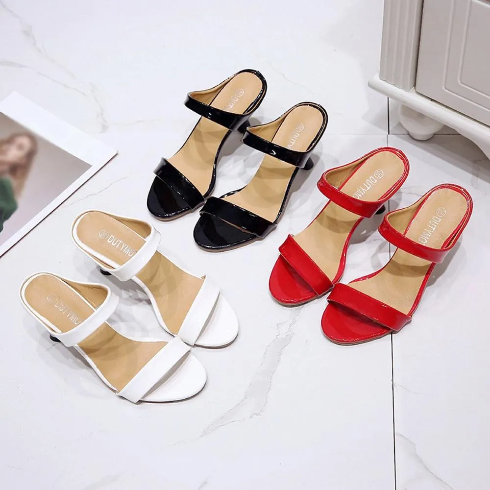 High Heels Open Toe Sandals Thin Heel Fish Mouth Slippers