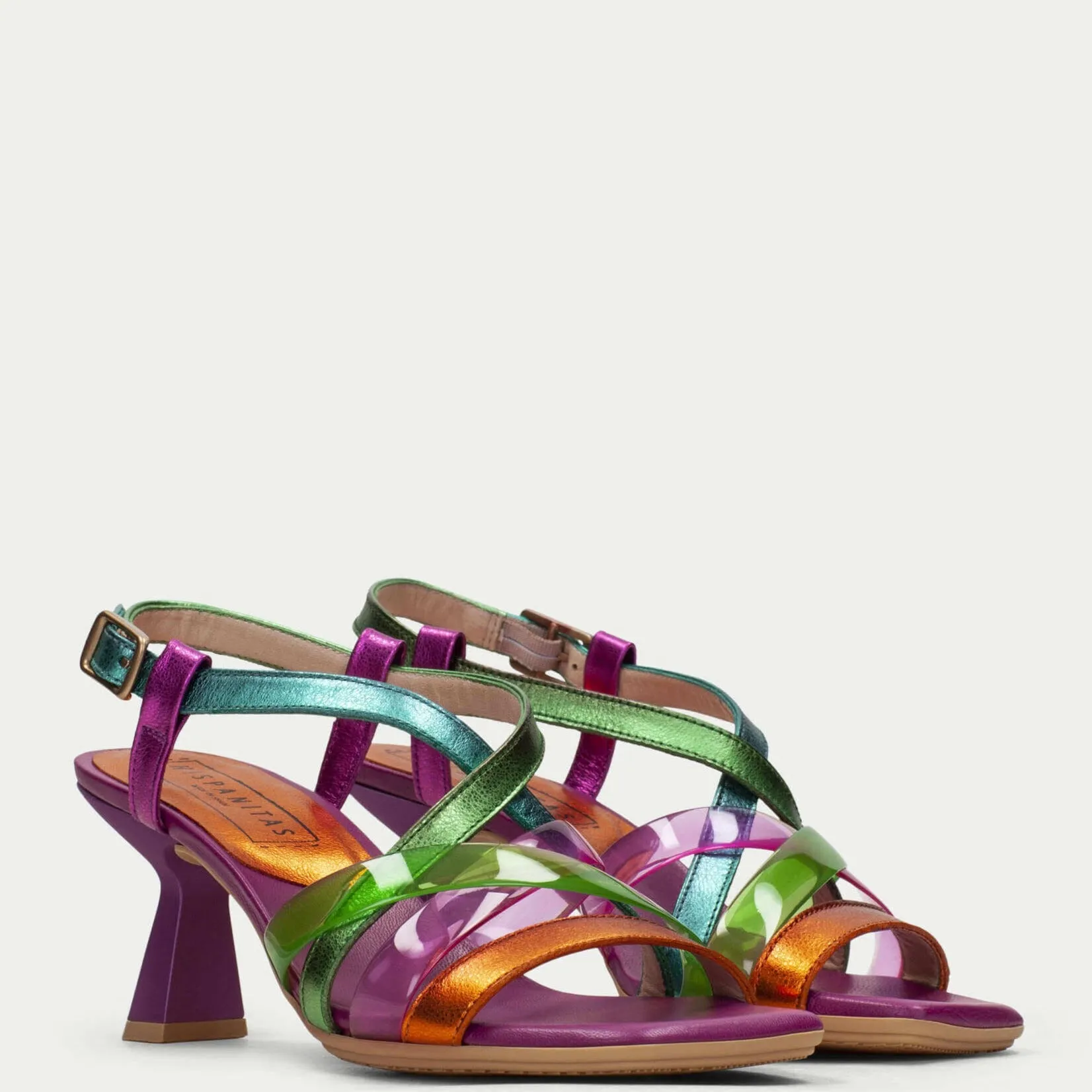 Hispanitas Multi Metallic Leather Low Heel Sandals