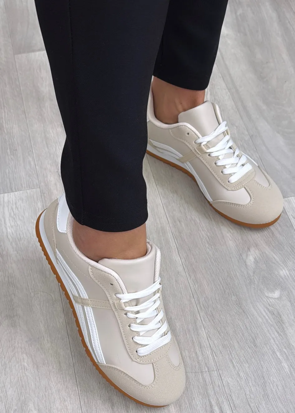 Holliday Beige Suede Trainers
