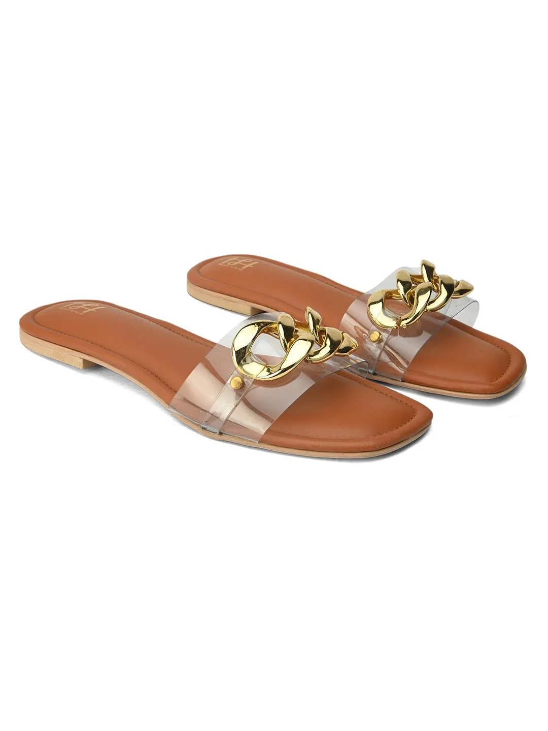 Hydes N Hues Women Transparent  Tan Solid Open Toe Flats