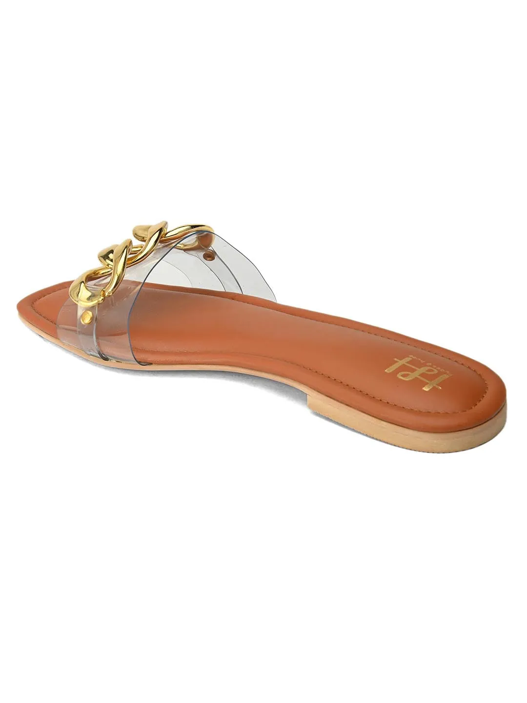 Hydes N Hues Women Transparent  Tan Solid Open Toe Flats