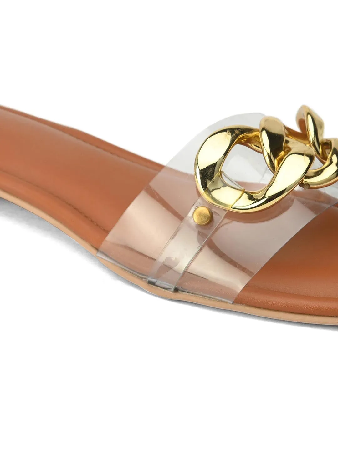Hydes N Hues Women Transparent  Tan Solid Open Toe Flats