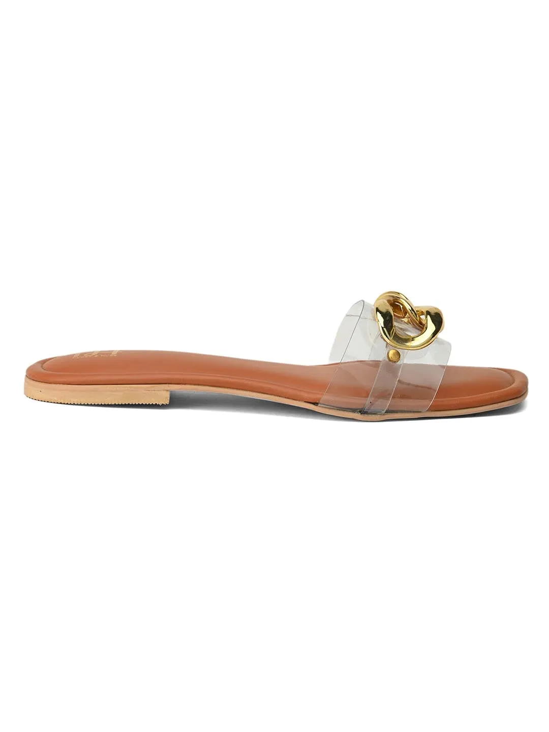 Hydes N Hues Women Transparent  Tan Solid Open Toe Flats