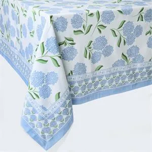 Hydrangea Block Print Tablecloth
