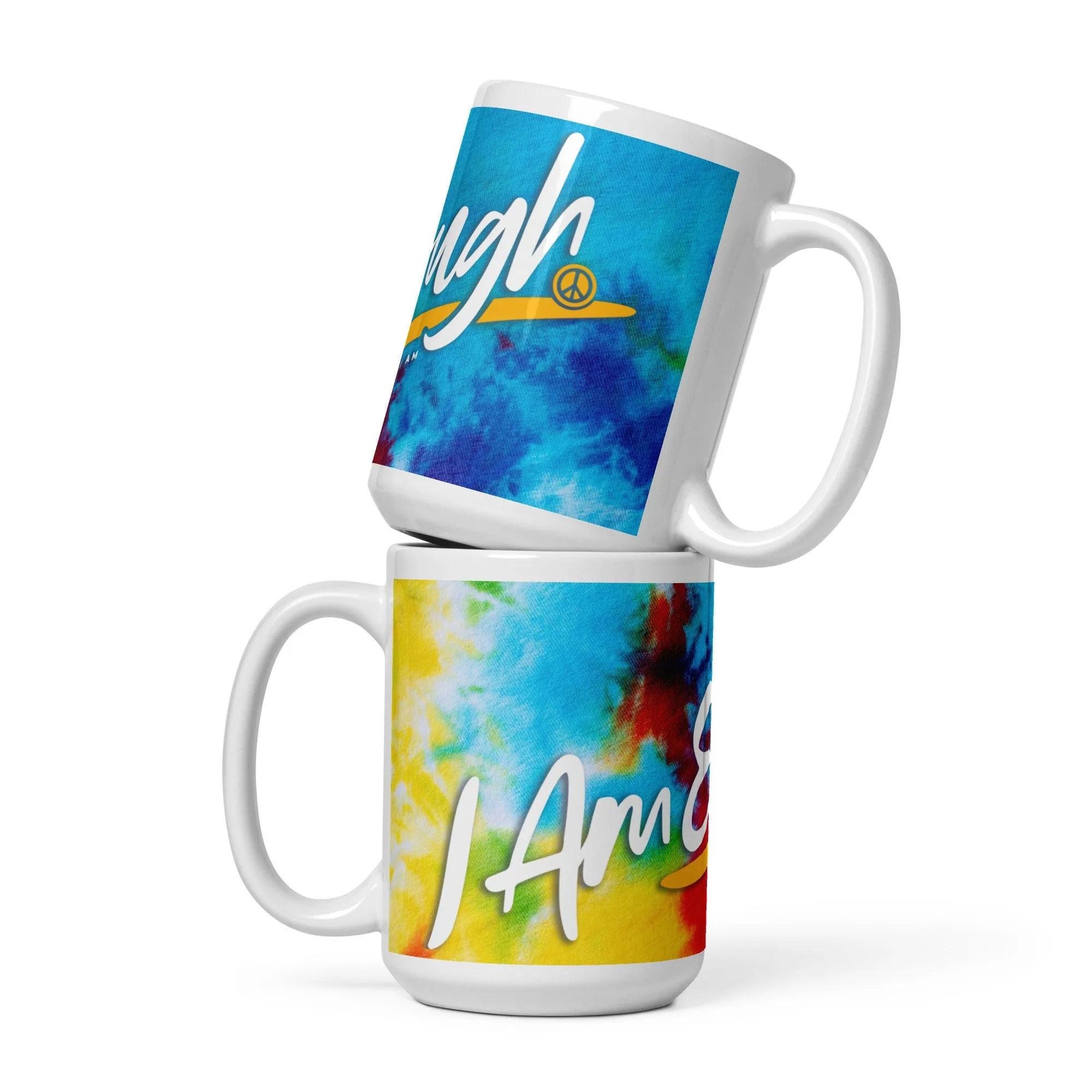 I AM ENOUGH TIE DYE 15oz Large Inspirational Message Retro Ceramic Mug