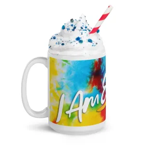 I AM ENOUGH TIE DYE 15oz Large Inspirational Message Retro Ceramic Mug