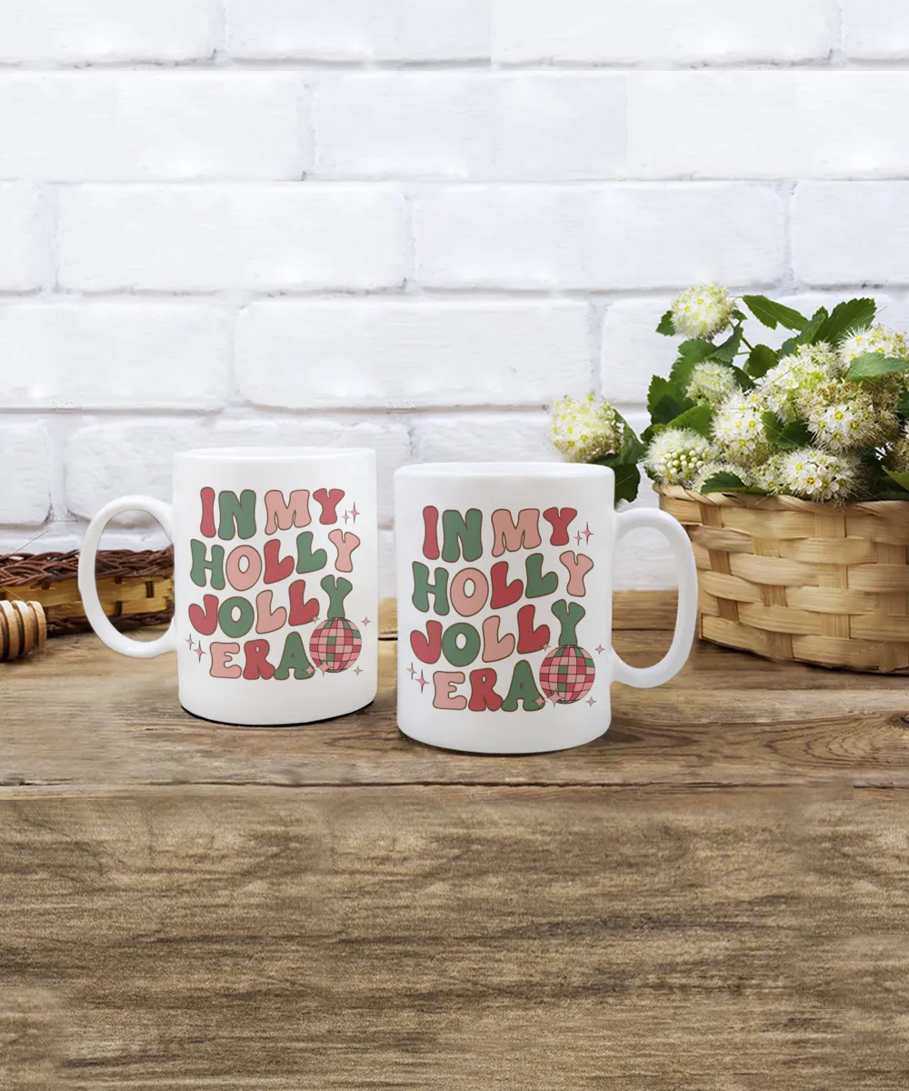 In My Holly Jolly Era Mug Holly Jolly Vibes Retro Groovy Coffee Cup