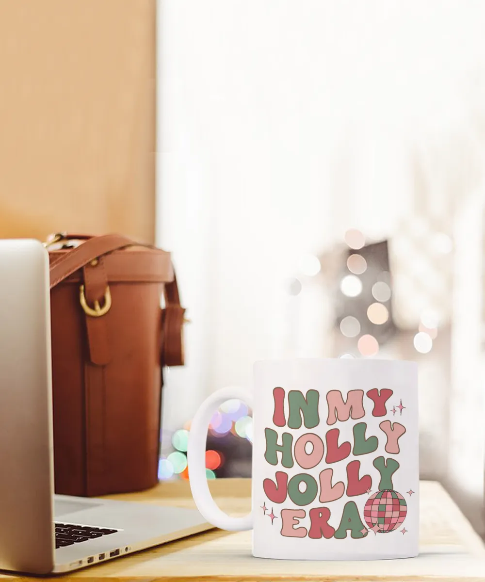 In My Holly Jolly Era Mug Holly Jolly Vibes Retro Groovy Coffee Cup
