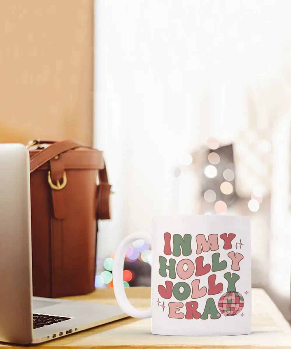 In My Holly Jolly Era Mug Holly Jolly Vibes Retro Groovy Coffee Cup