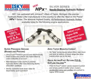 Isky HPx™ Silver Series Needle Bearing Hydraulic Roller Lifters Suit Small Block Chevy V8