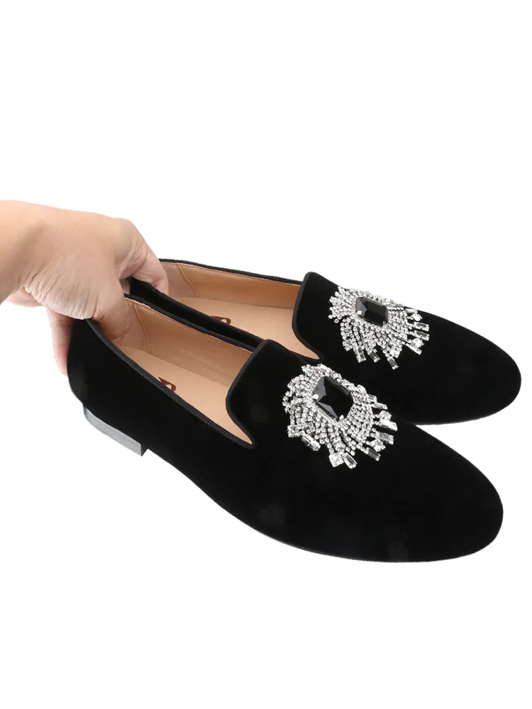 Italian big-name customized models, big crystal circle diamonds, one-pedal lazy shoes, loafers, suitable for dinner dress