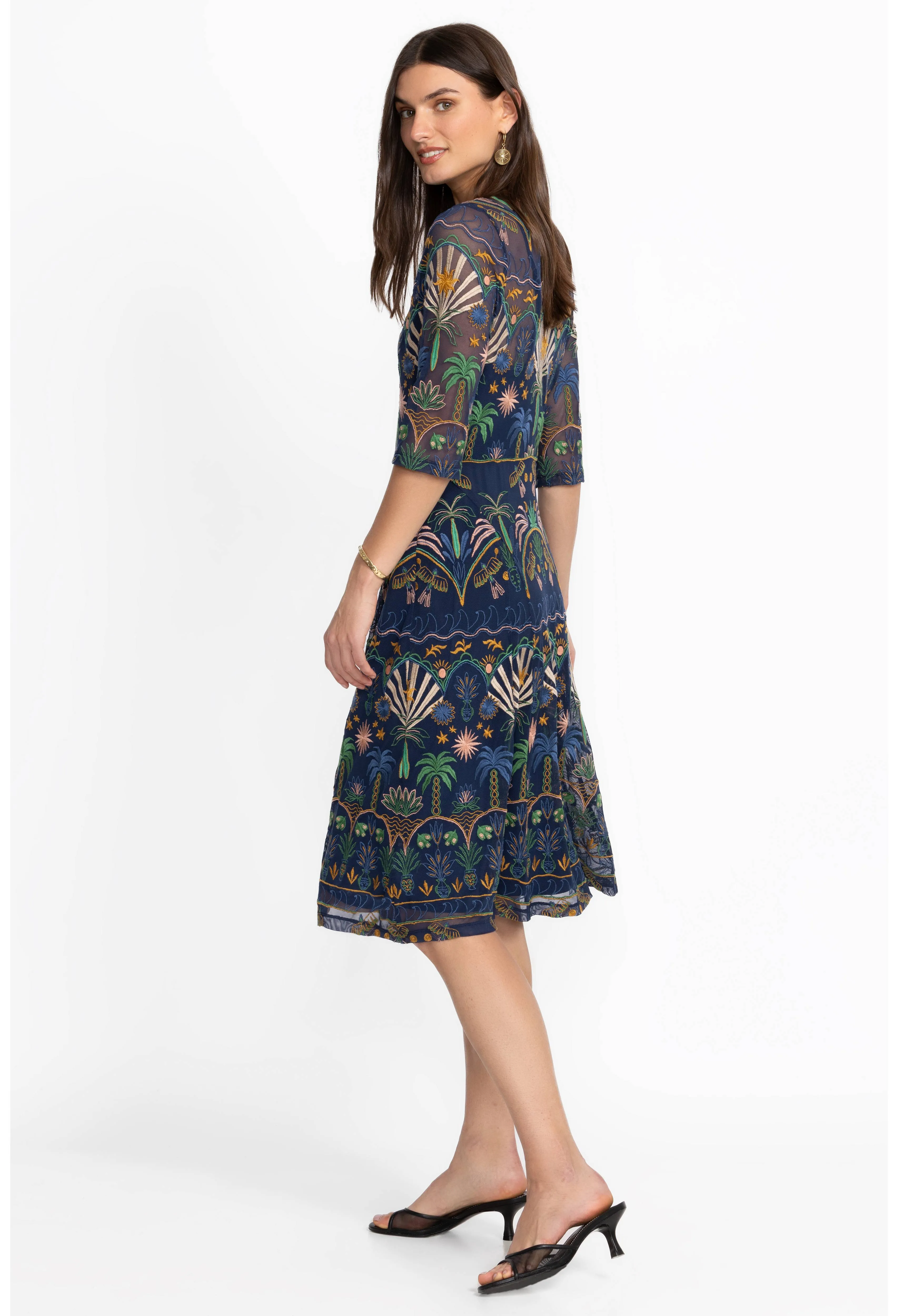 Johnny Was Nova Paneled Midi Dress Del Mar