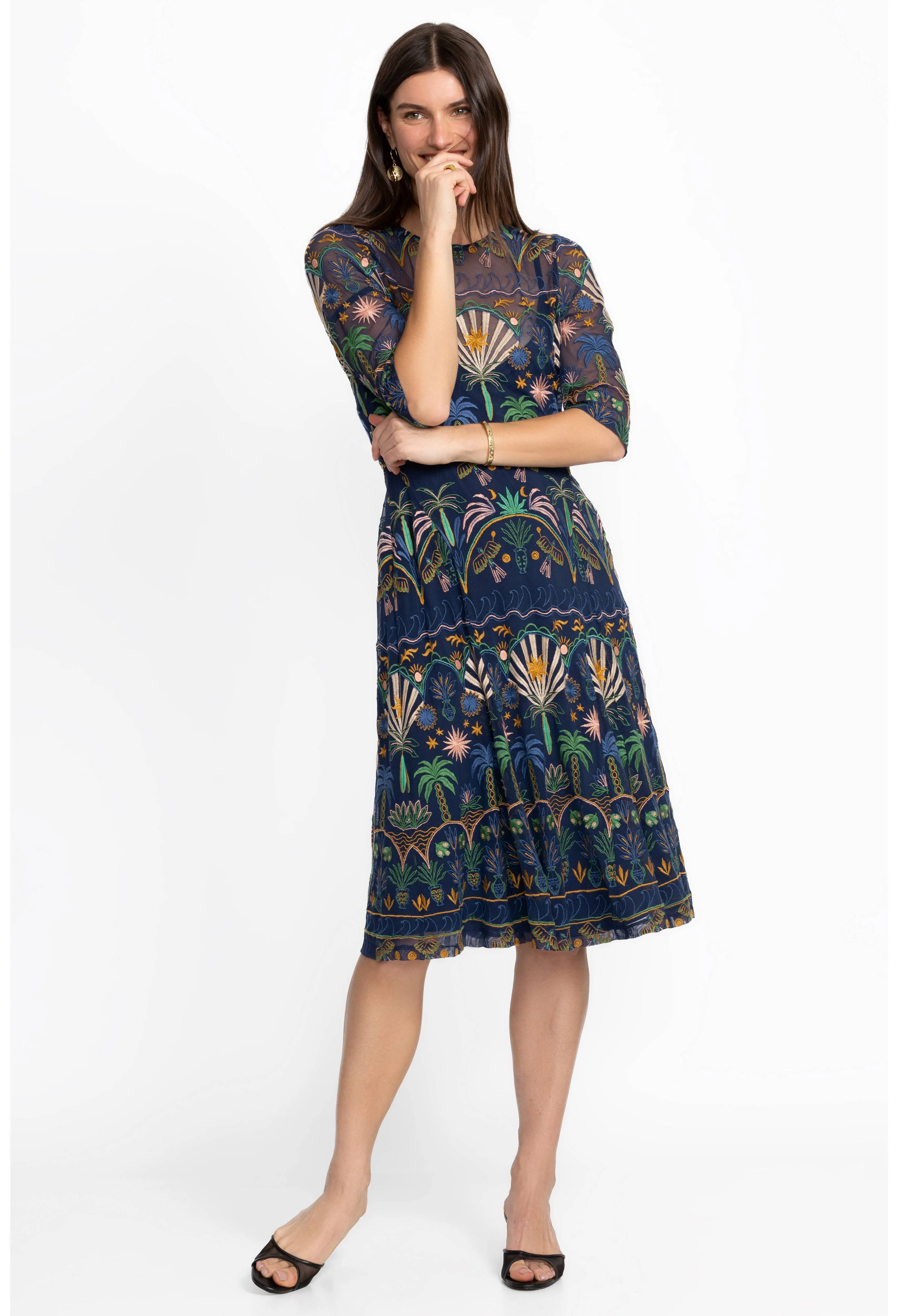Johnny Was Nova Paneled Midi Dress Del Mar