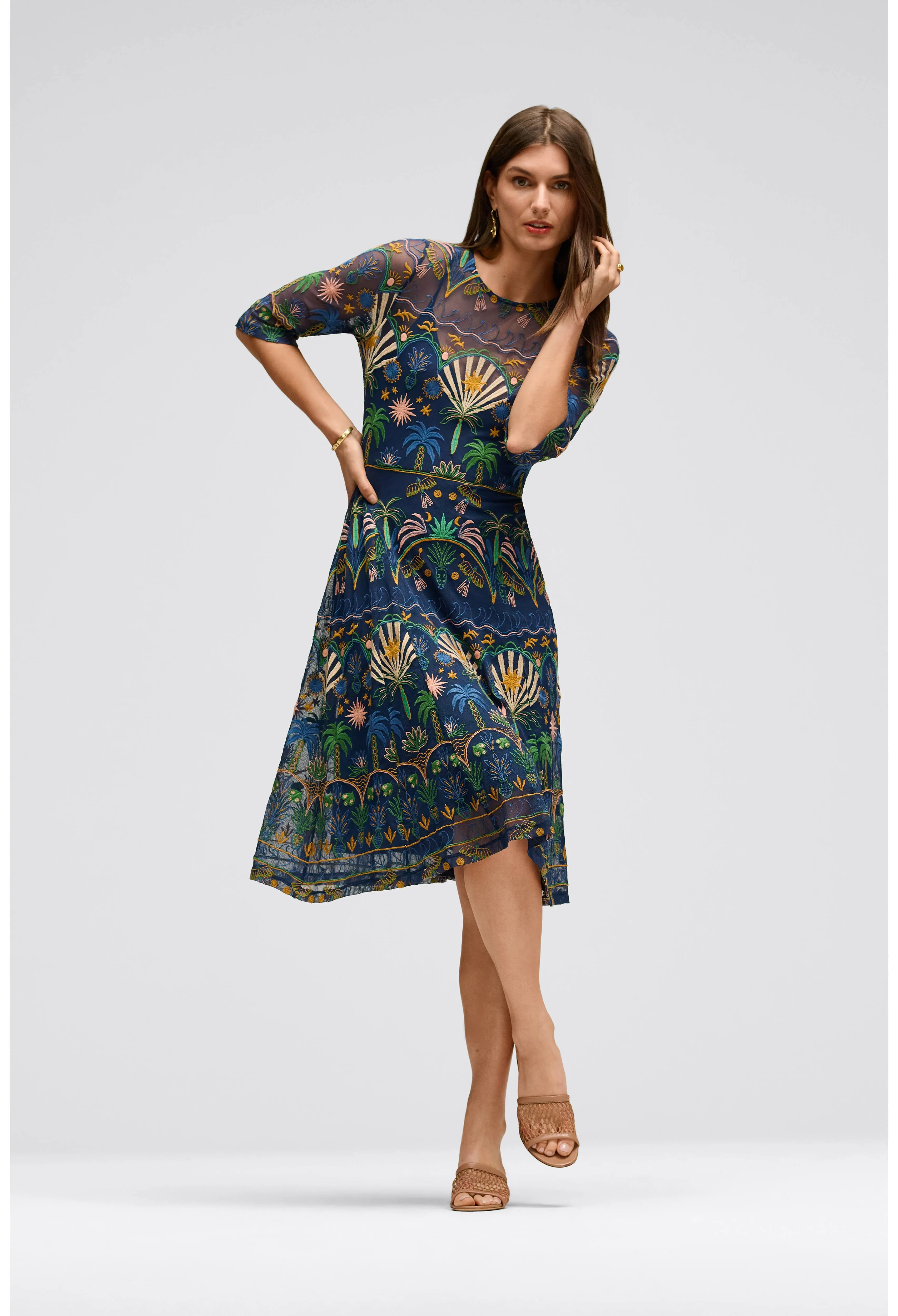 Johnny Was Nova Paneled Midi Dress Del Mar