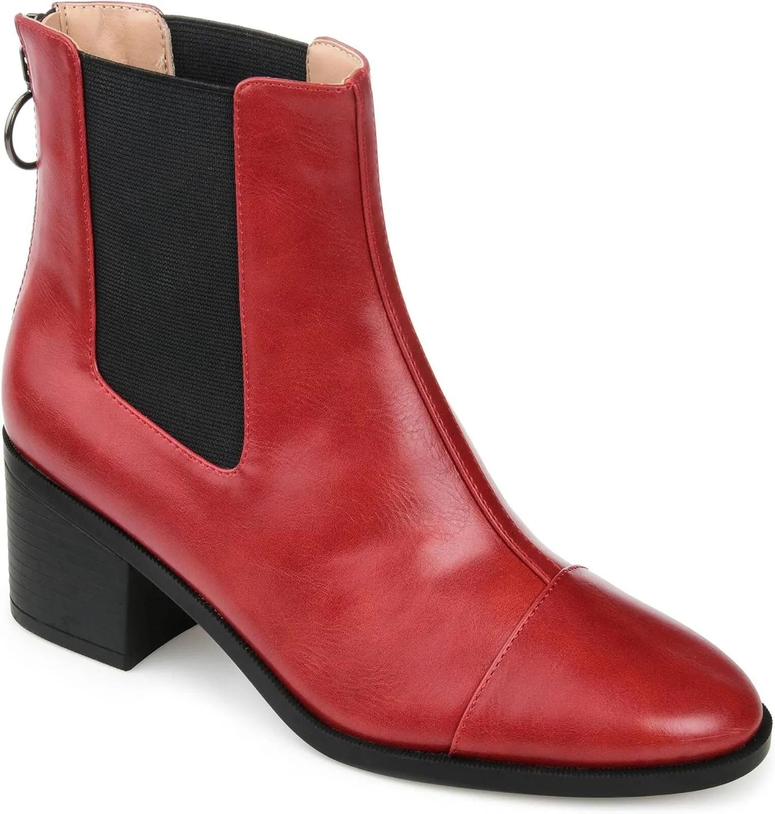 Journee Collection  Nigella Boot with Center Seam Detail O-Ring Zipper Red 8M
