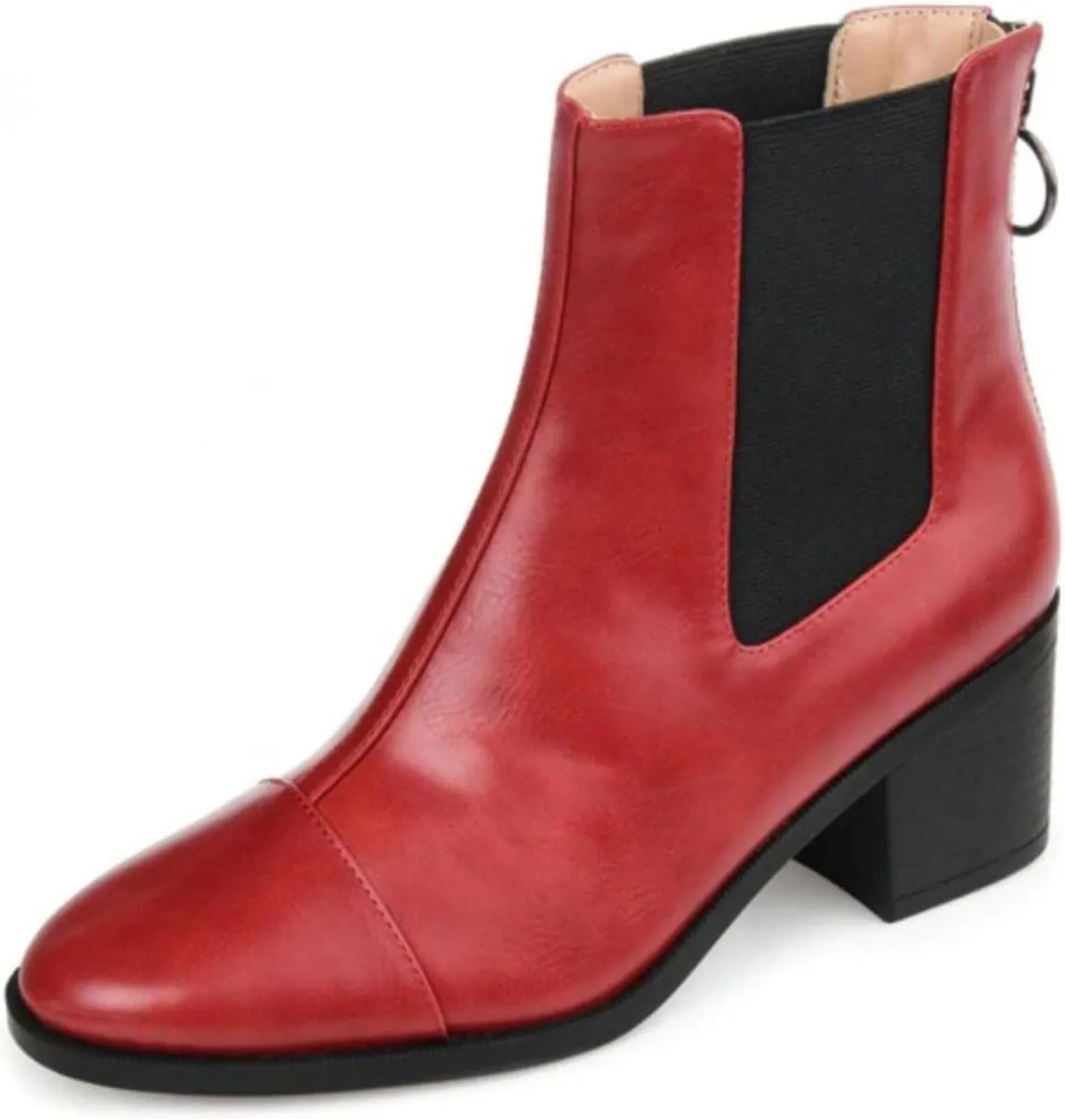 Journee Collection  Nigella Boot with Center Seam Detail O-Ring Zipper Red 8M