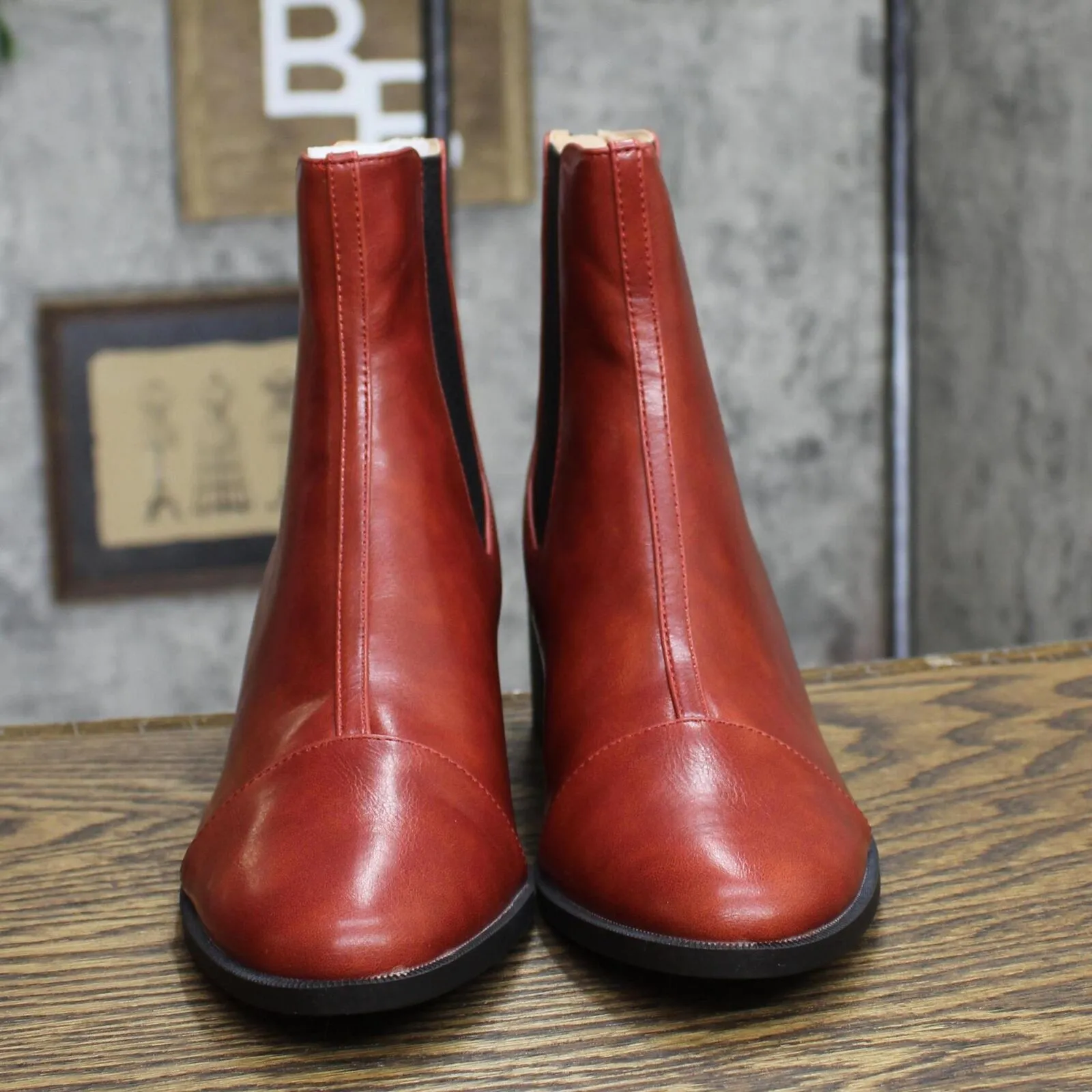 Journee Collection  Nigella Boot with Center Seam Detail O-Ring Zipper Red 8M
