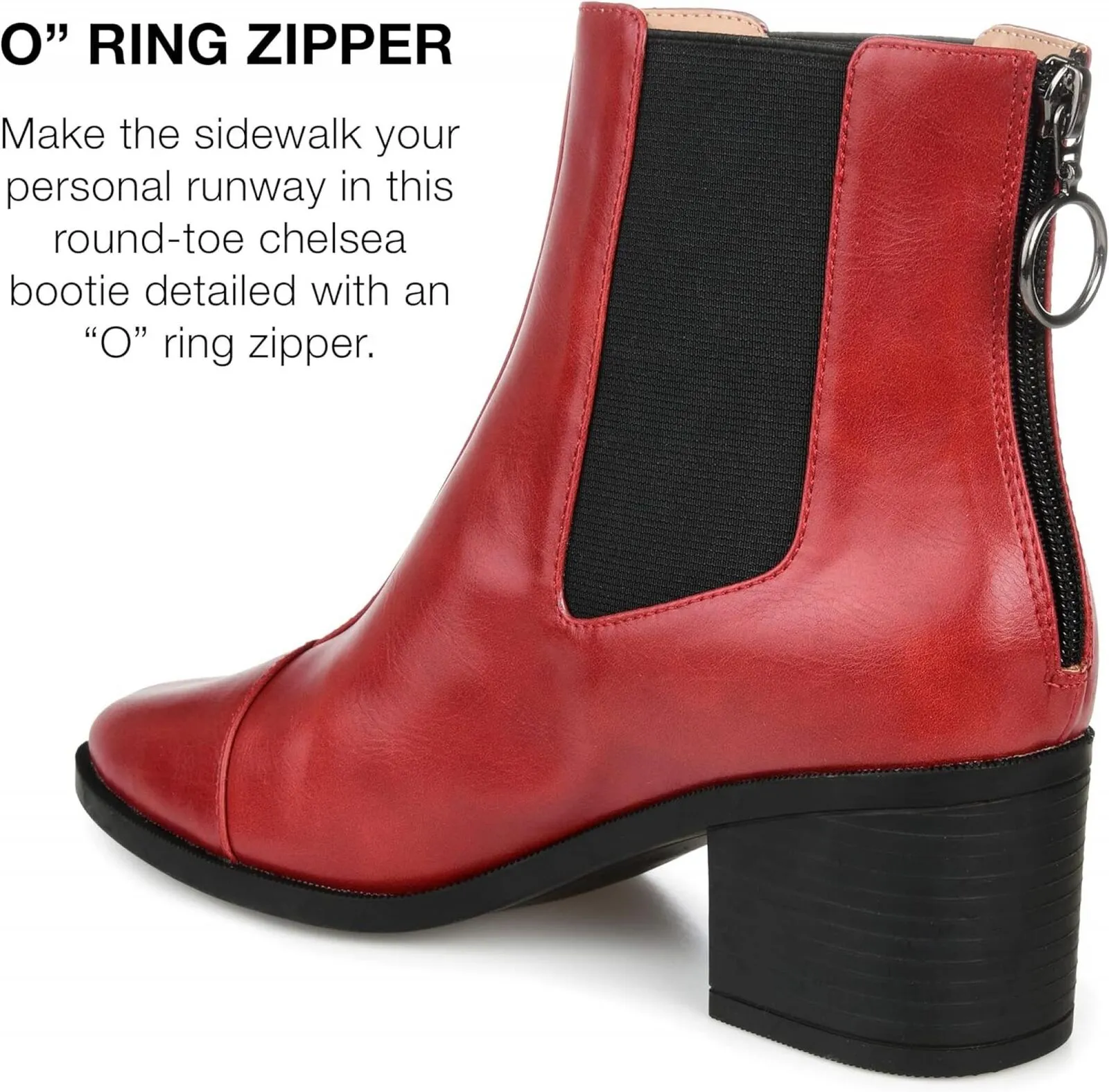 Journee Collection  Nigella Boot with Center Seam Detail O-Ring Zipper Red 8M