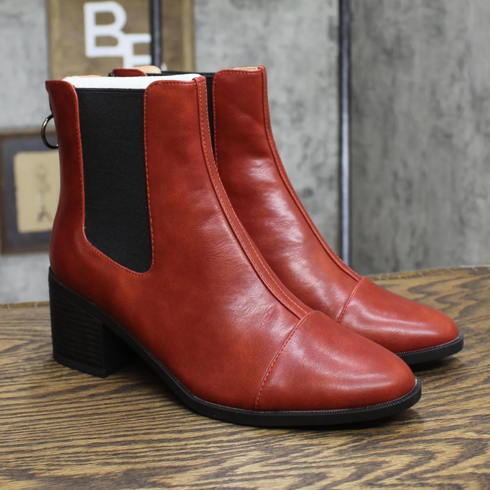 Journee Collection  Nigella Boot with Center Seam Detail O-Ring Zipper Red 8M