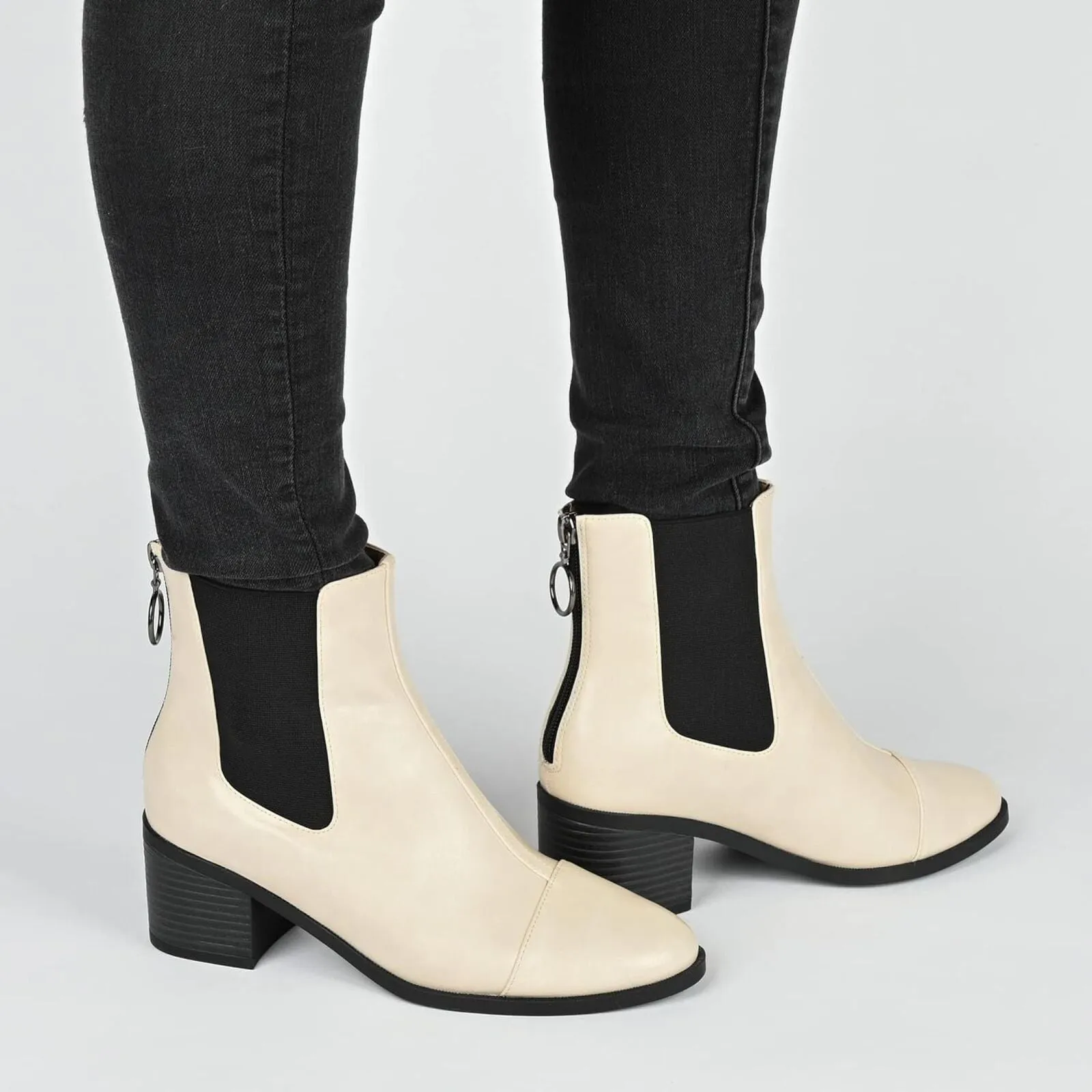 Journee Collection  Nigella Boot with Center Seam Detail O-Ring Zipper Red 8M