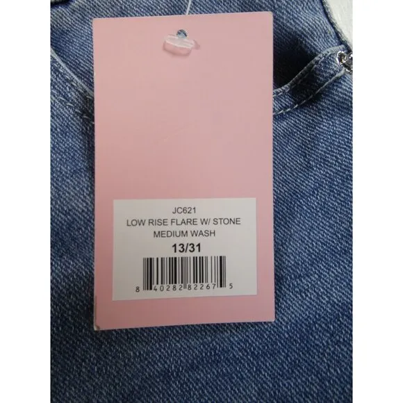 Juicy Couture Low Rise Flare Blue Jeans W/Stone Women's Size 13/31