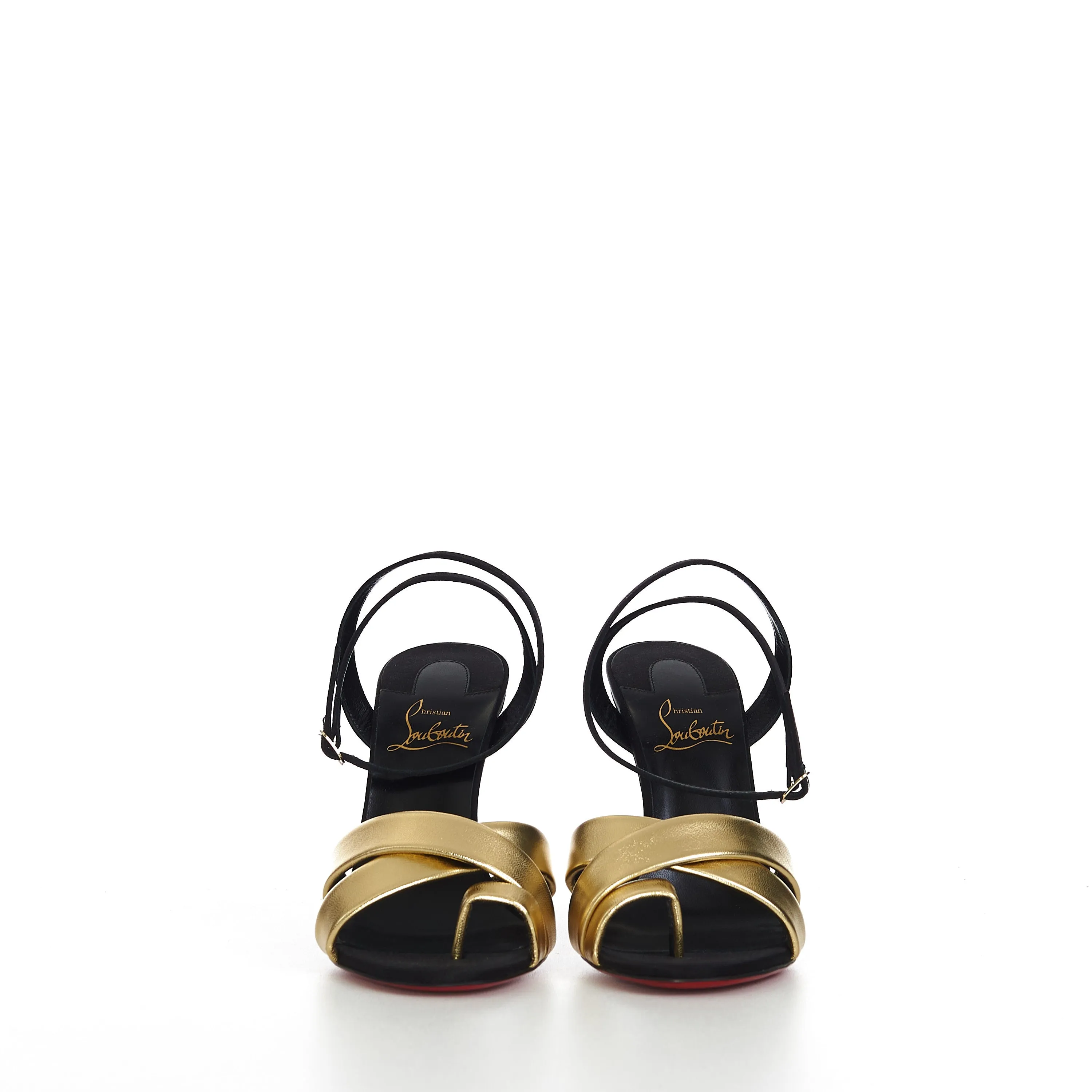 Just Me 100 Sandals In Black & Gold Leather